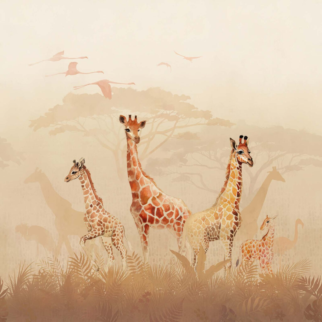 Giraffe nella nebbia — design completo