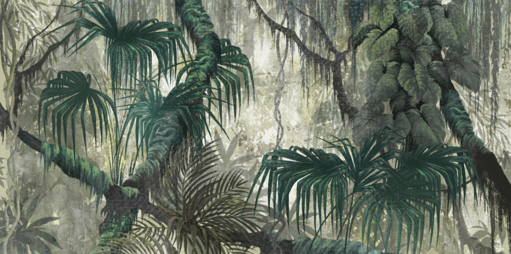 Palme su fondo consumato — design completo