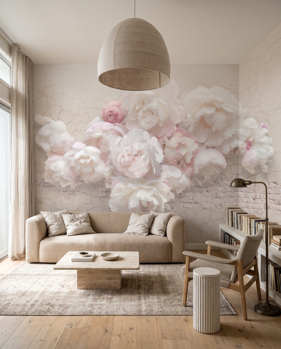 Rose su bianco screpolato in un ambiente