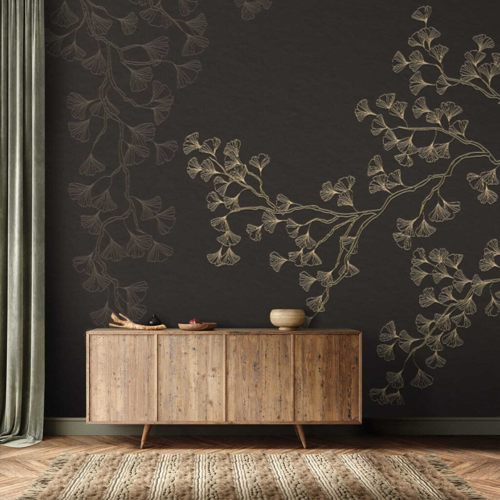 Rametti dorati su bruno in un ambiente
