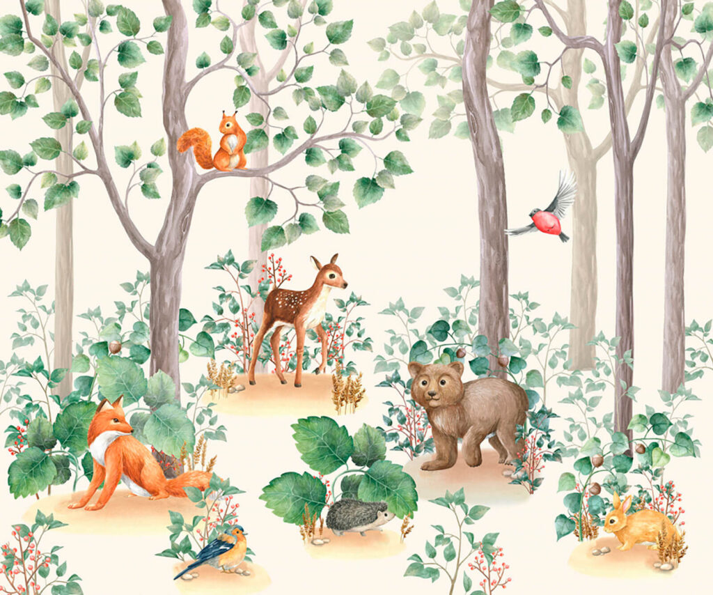 Animali nel bosco — design completo