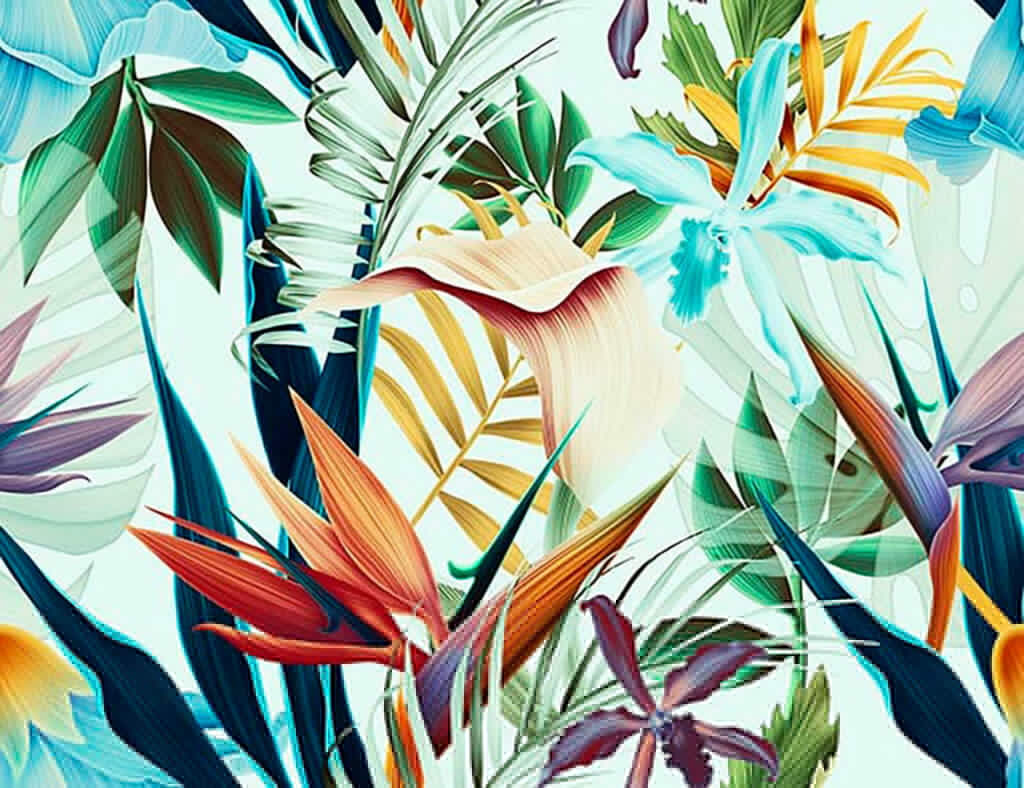 Foglie tropicali turchesi — design completo