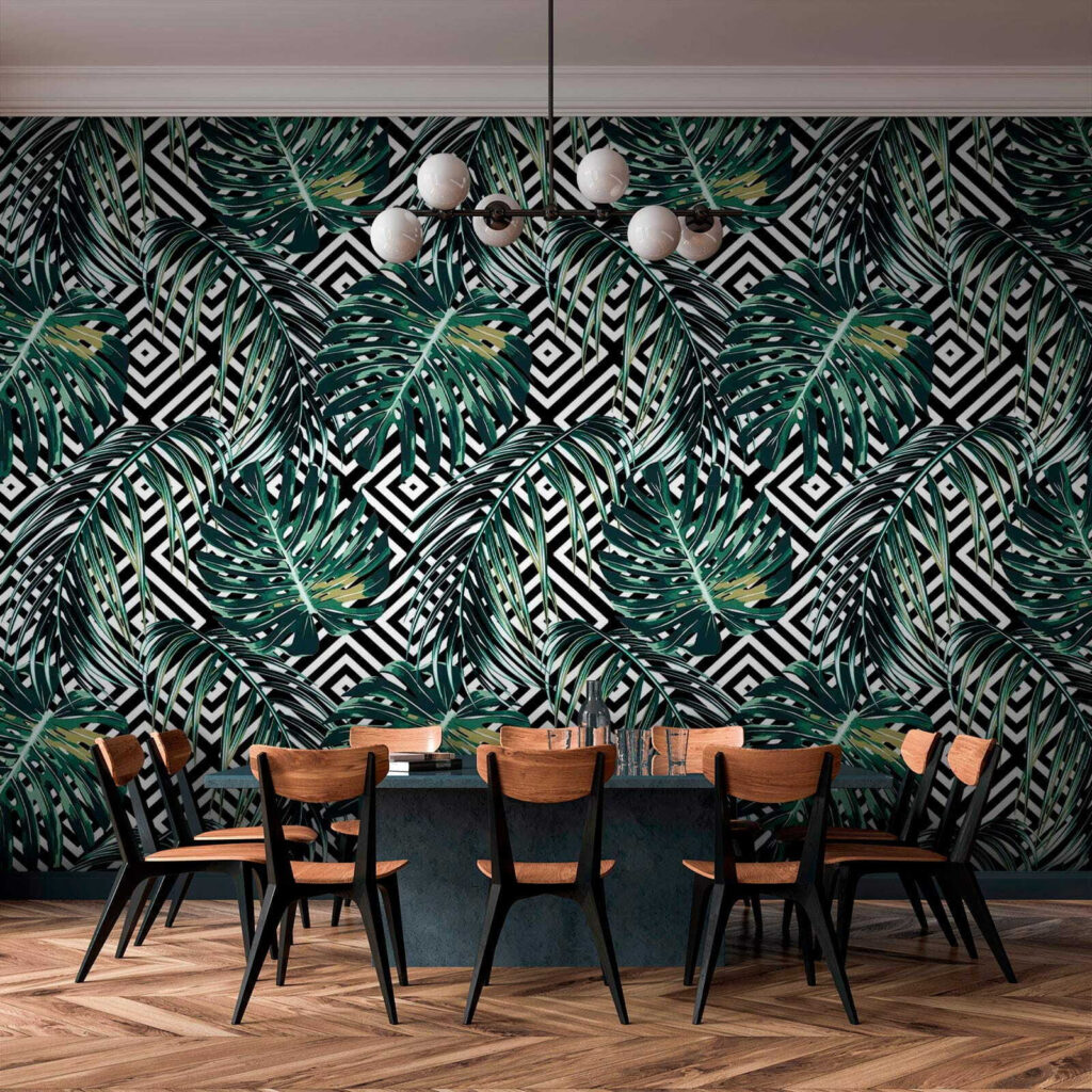 Foglie tropicali su rombi — ambiente 4