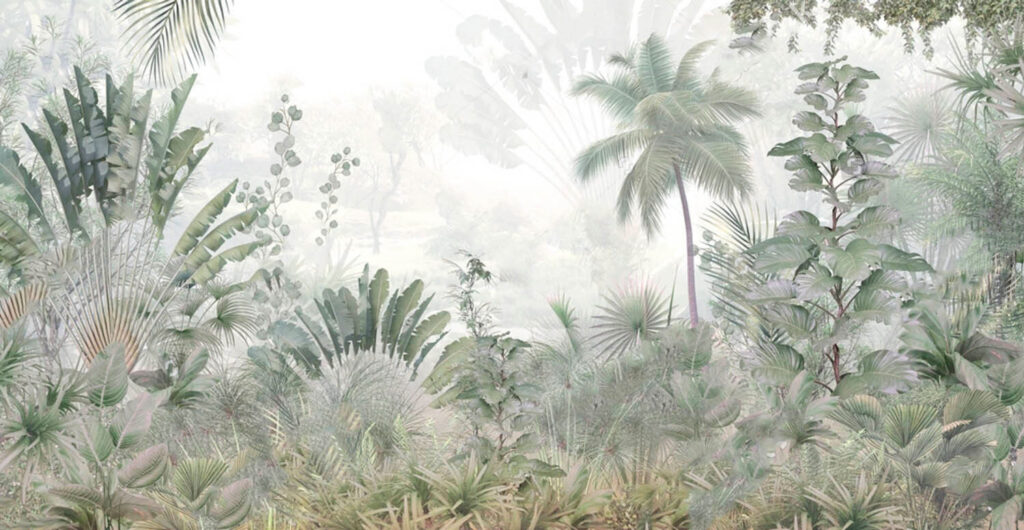Varco tra foglie tropicali — design completo