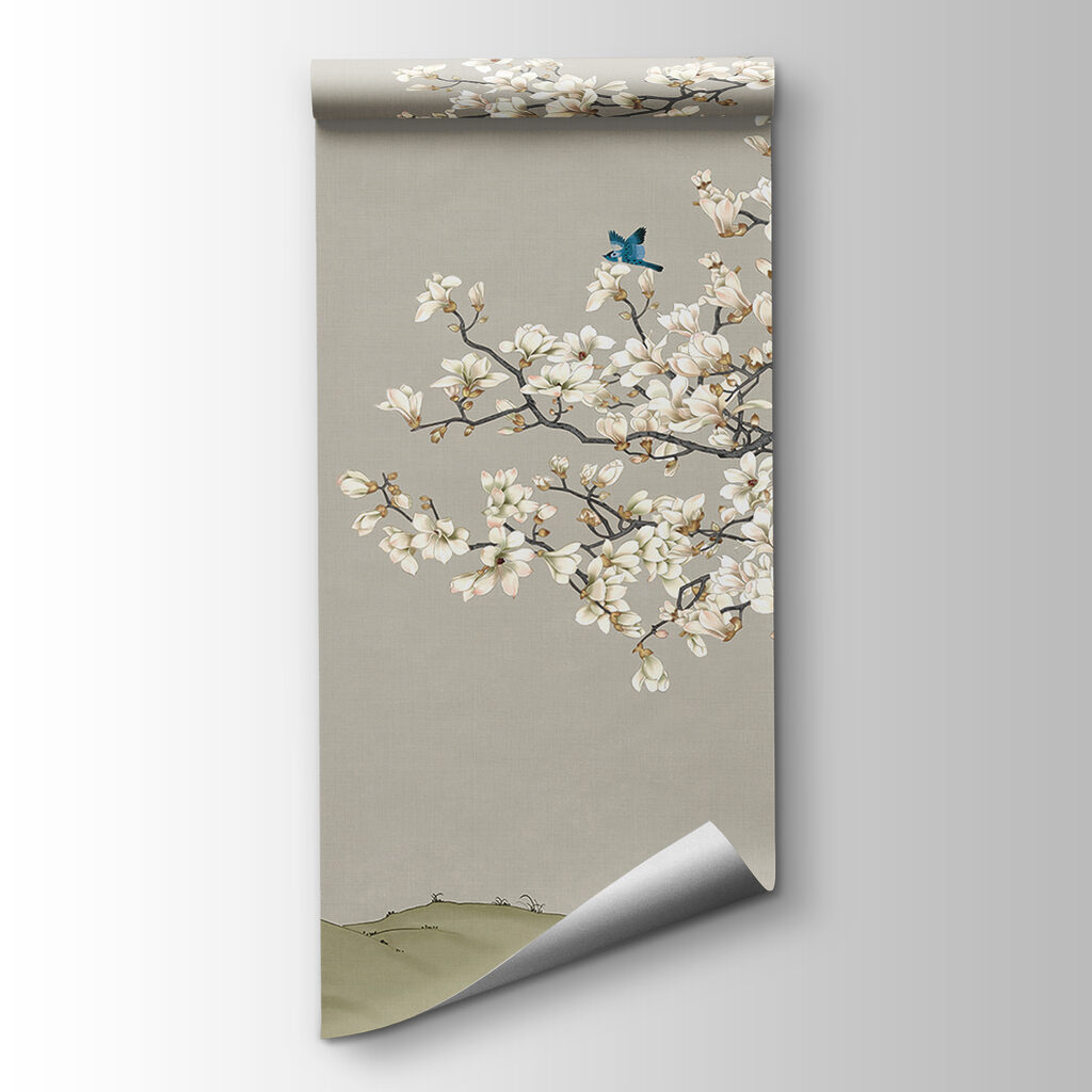 Pavoni e fiori bianchi — vista del prodotto