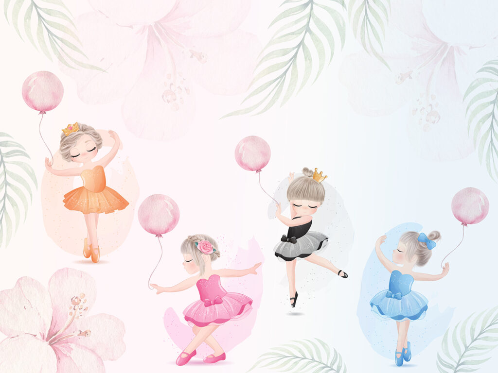 Ballerine con palloncini rosa — design completo