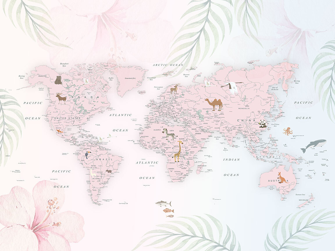 Mappa tra foglie pastello — design completo