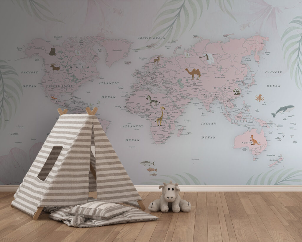 Mappa tra foglie pastello — ambiente 4
