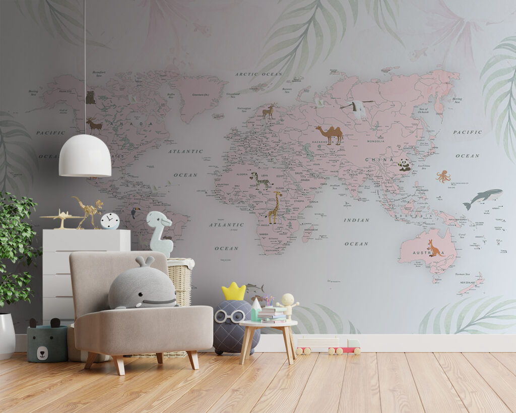 Mappa tra foglie pastello in un ambiente