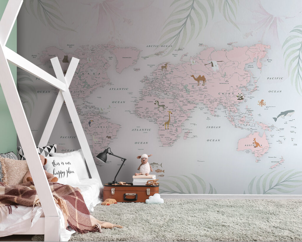 Mappa tra foglie pastello — ambiente 7