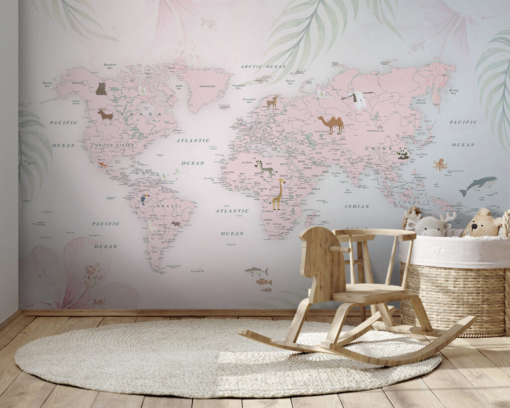 Mappa tra foglie pastello — ambiente 8