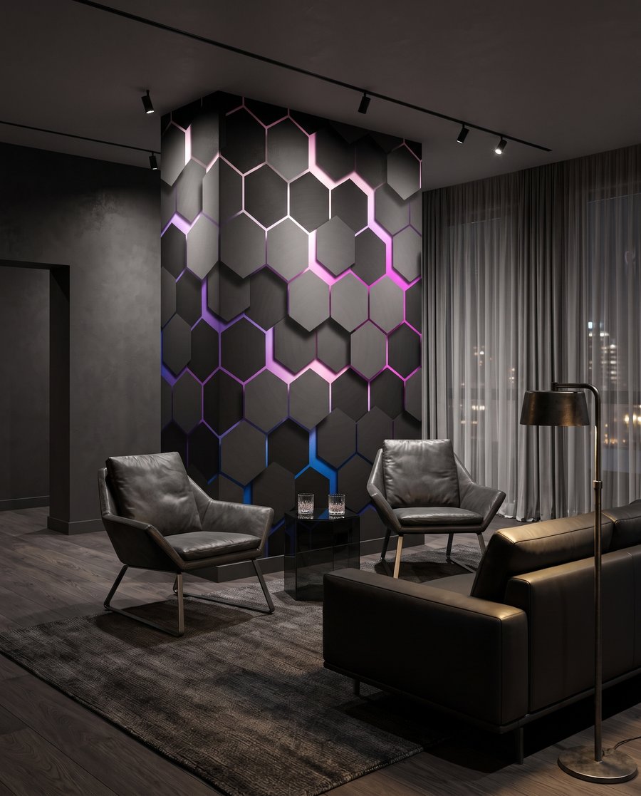 Esagoni scuri luminosi — ambiente 4