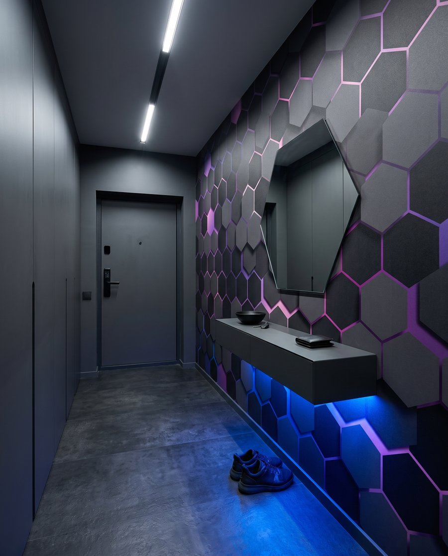 Esagoni scuri luminosi — ambiente 6