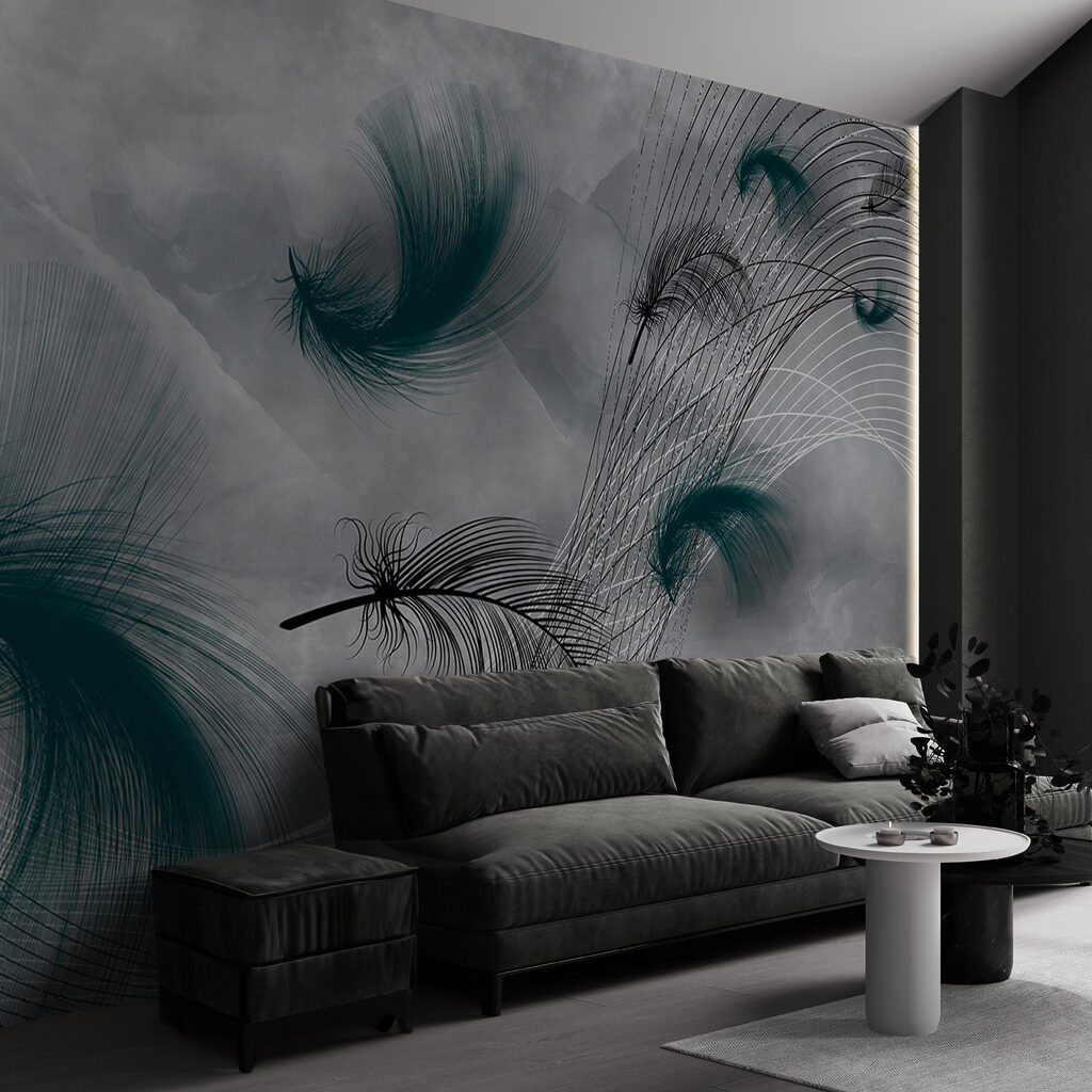 Piume scure tra linee — ambiente 3