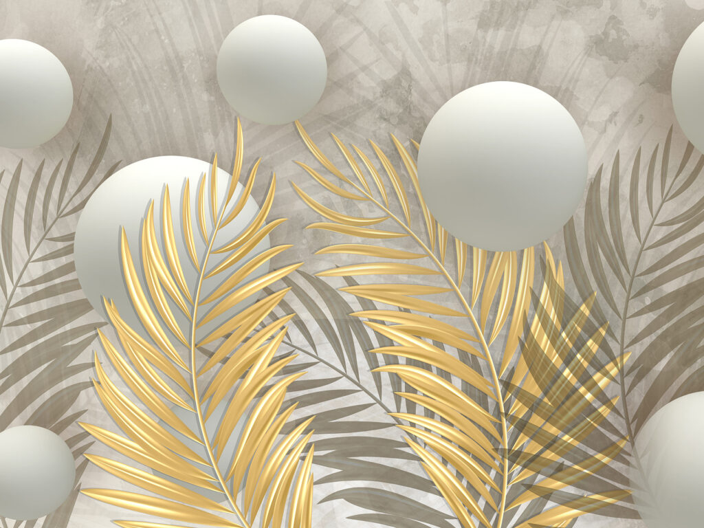 Foglie dorate e sfere — design completo
