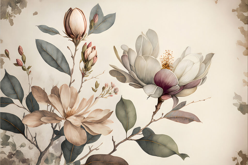 Fiori chiari sui rami — design completo