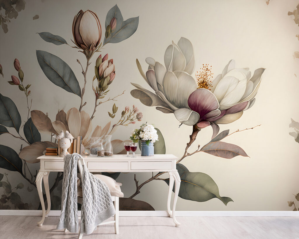 Fiori chiari sui rami in un ambiente