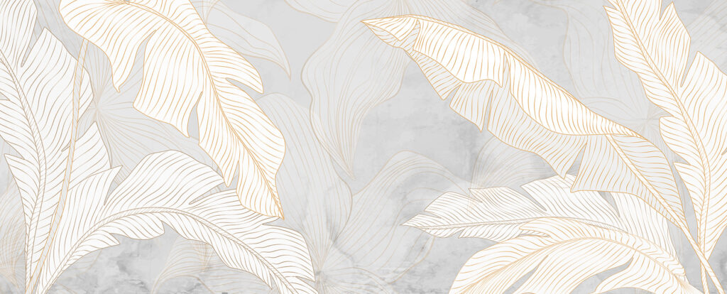 Foglie bianche e dorate — design completo