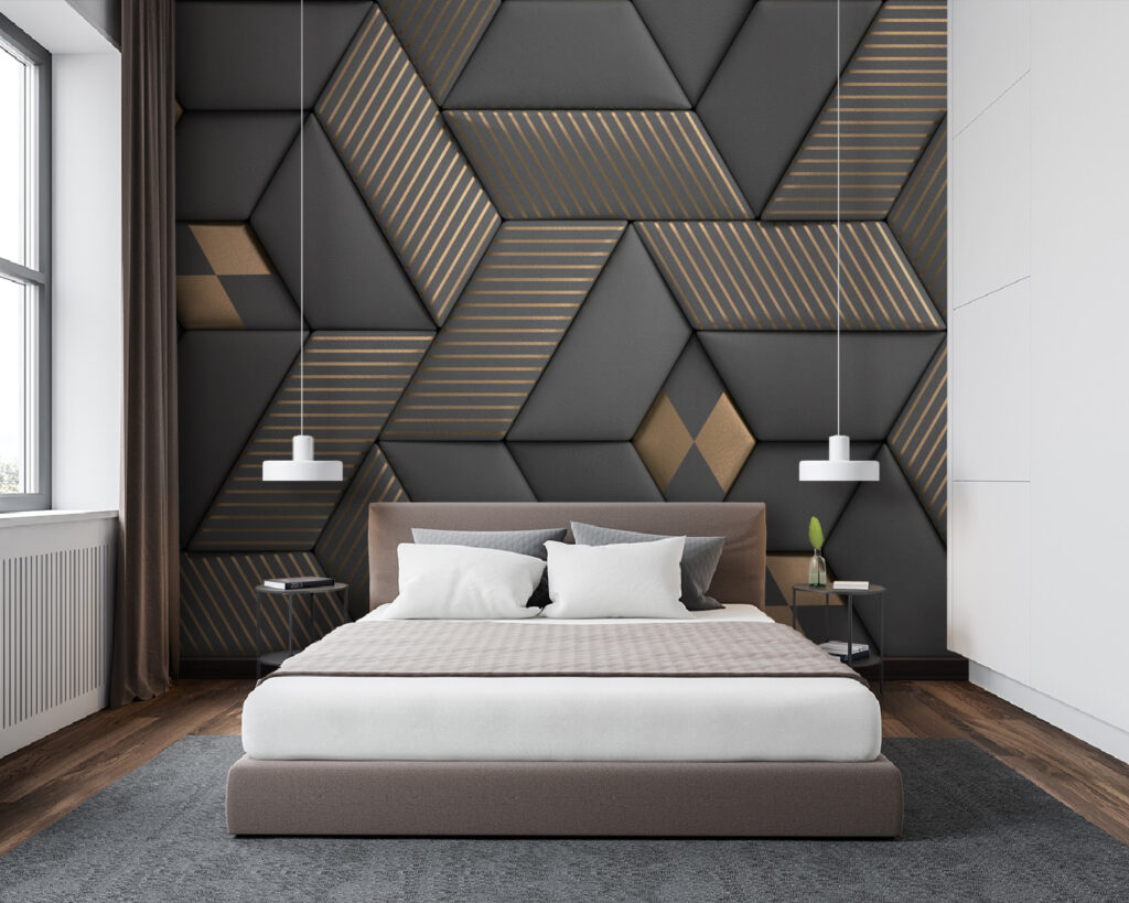 Cubi scuri, costole dorate in un ambiente