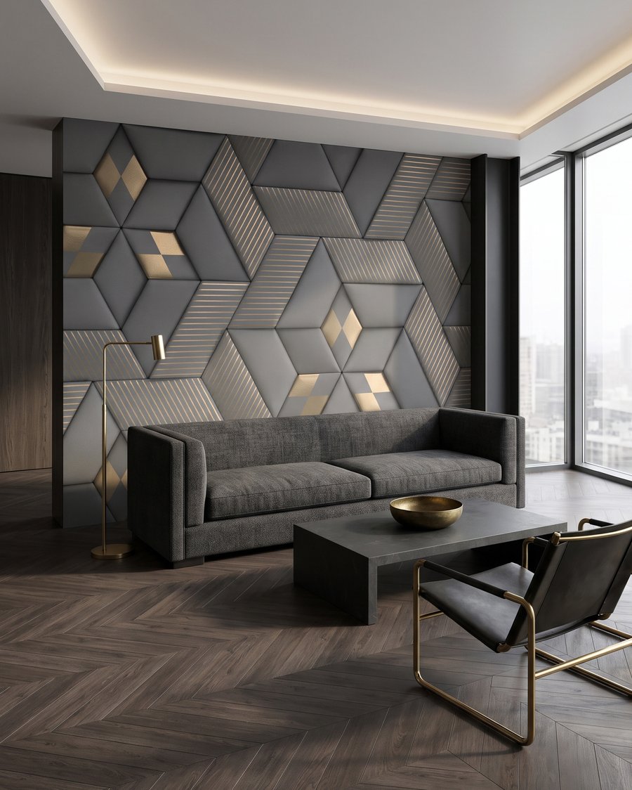 Cubi scuri, costole dorate in un ambiente
