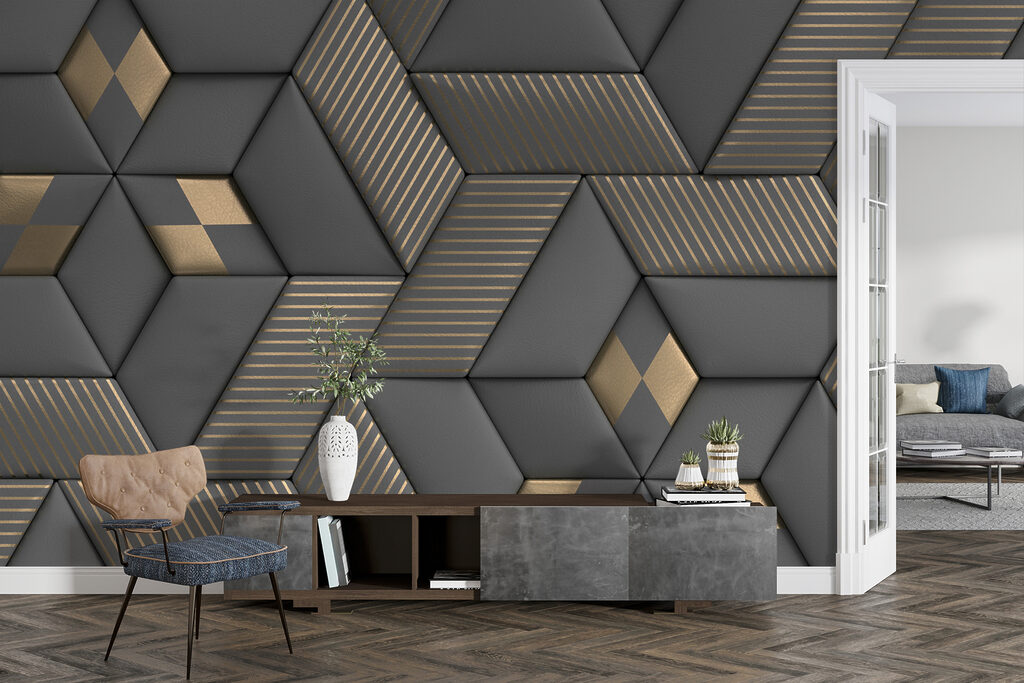 Cubi scuri, costole dorate — ambiente 10