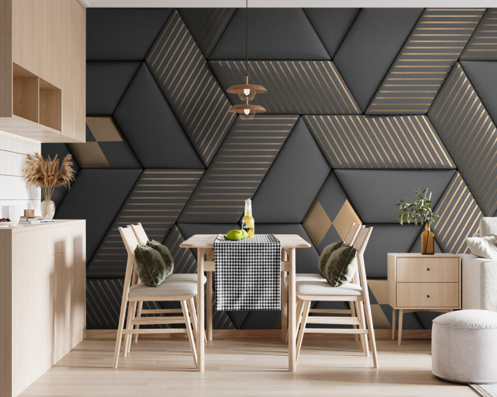 Cubi scuri, costole dorate — ambiente 9