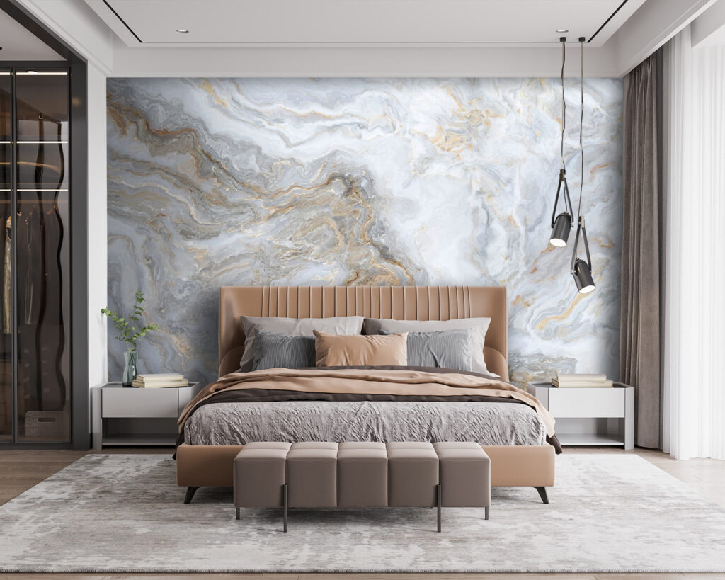 Strisce grigie, venature dorate — ambiente 2