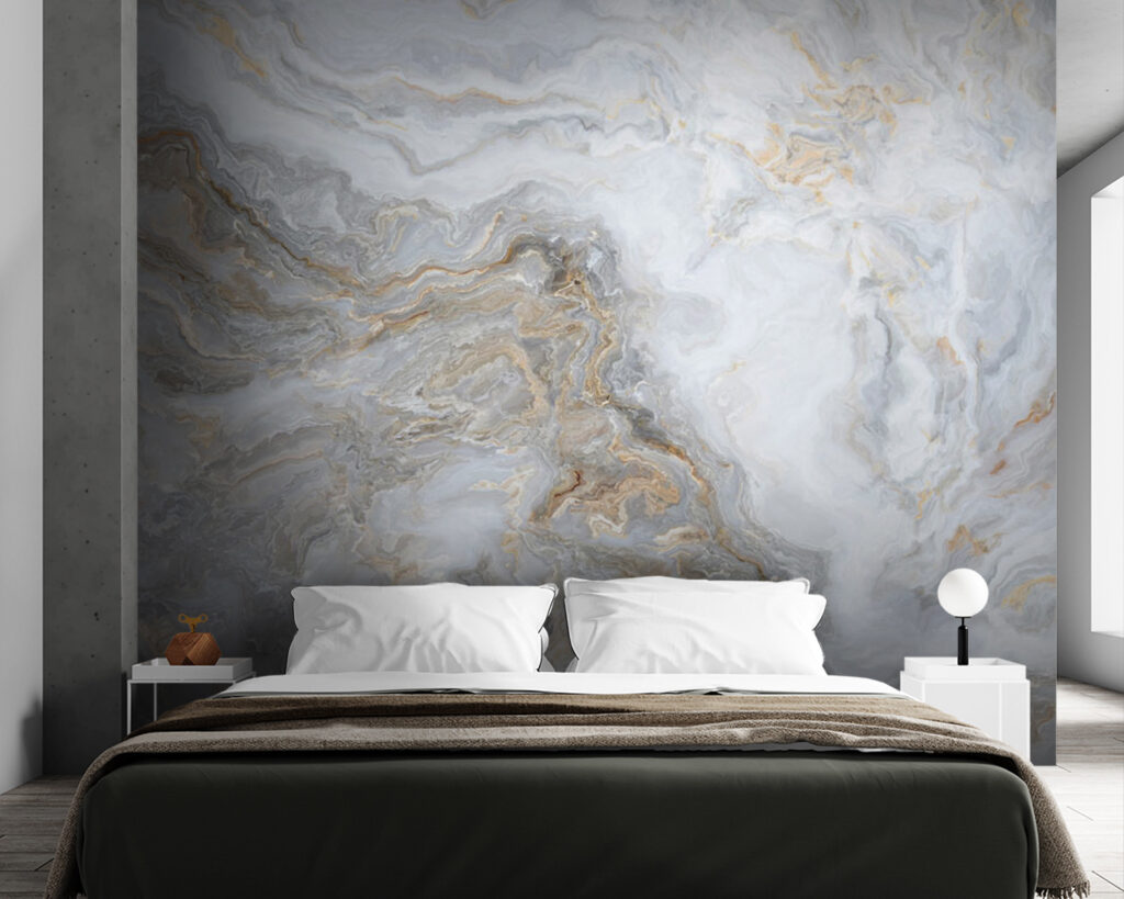 Strisce grigie, venature dorate — ambiente 3
