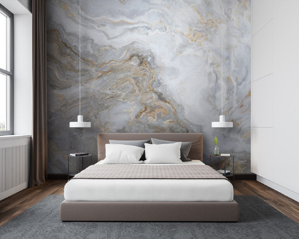 Strisce grigie, venature dorate — ambiente 5