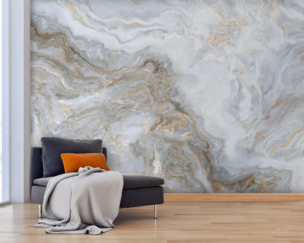 Strisce grigie, venature dorate — ambiente 6