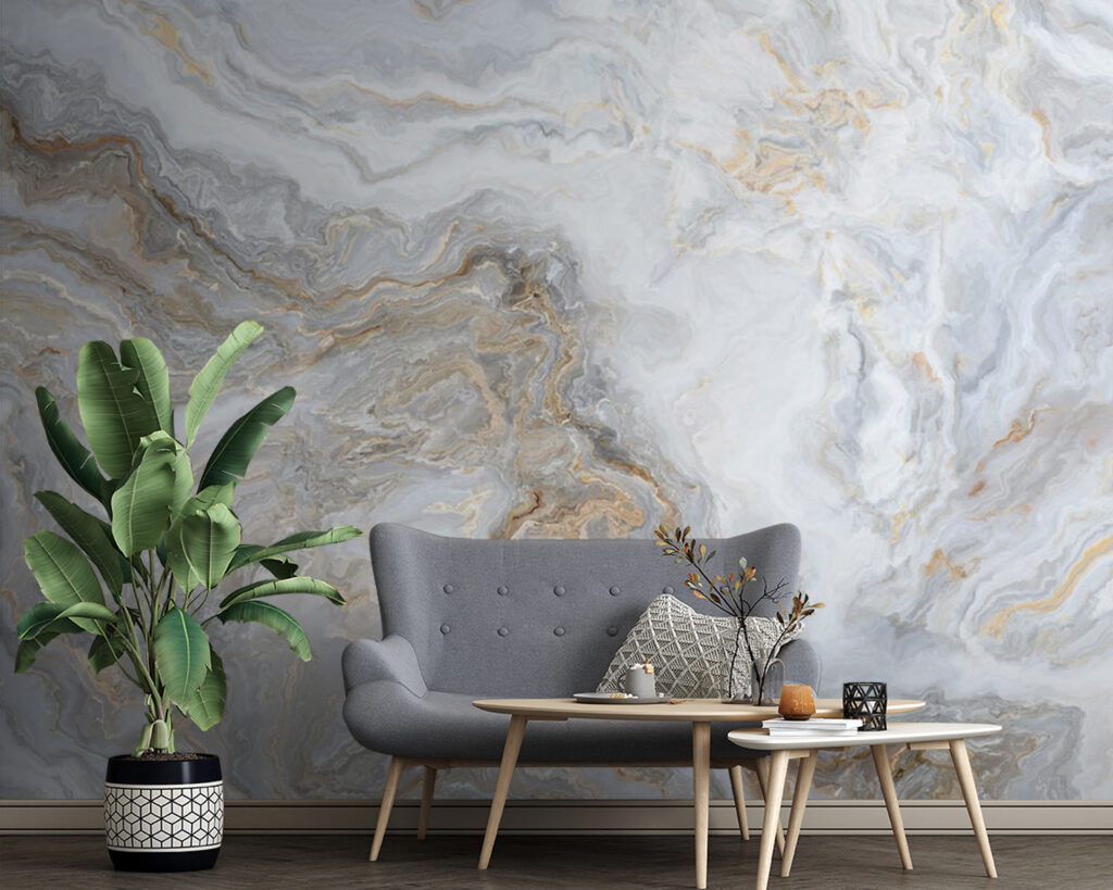 Strisce grigie, venature dorate — ambiente 1