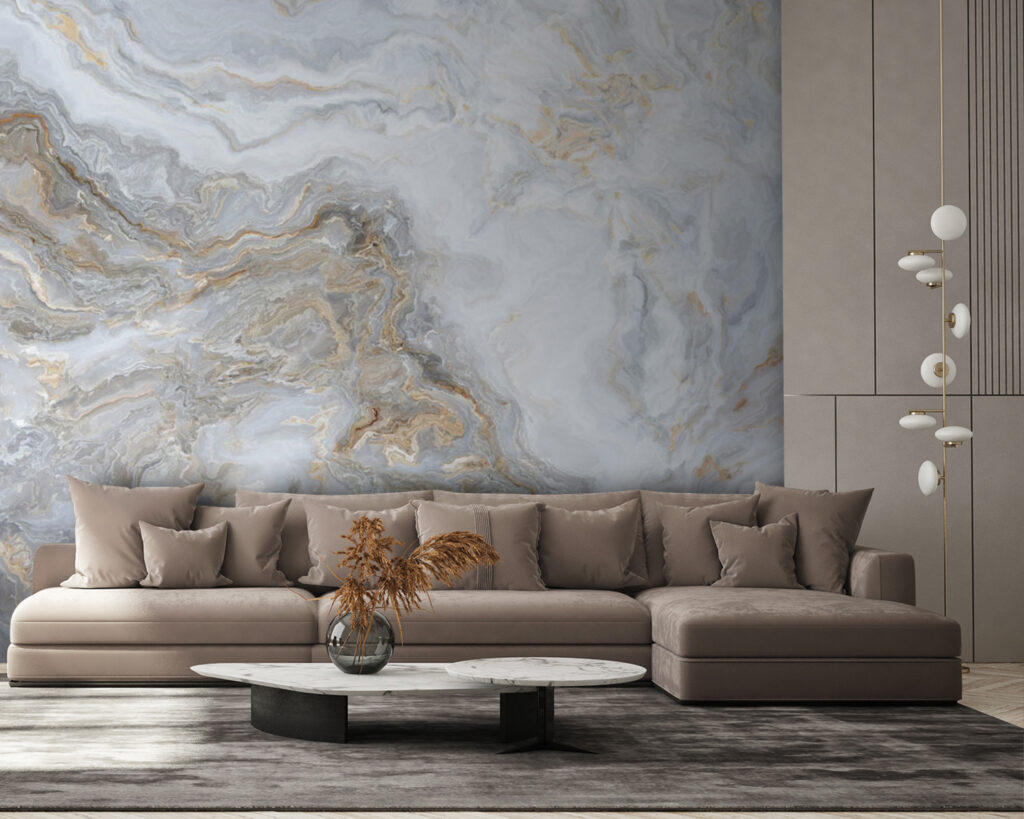 Strisce grigie, venature dorate — ambiente 9