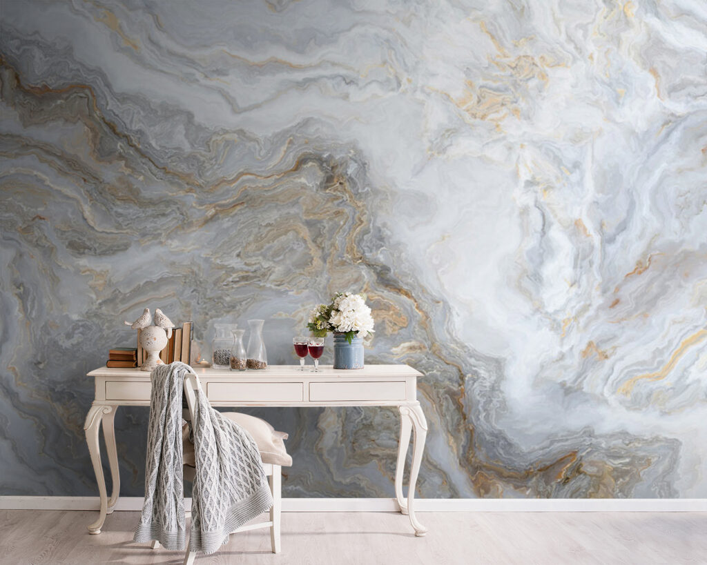Strisce grigie, venature dorate — ambiente 8