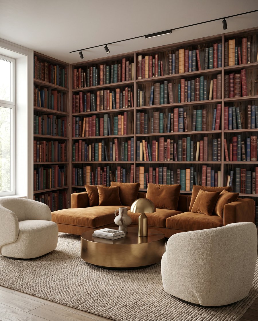 Scaffali di libri in un ambiente