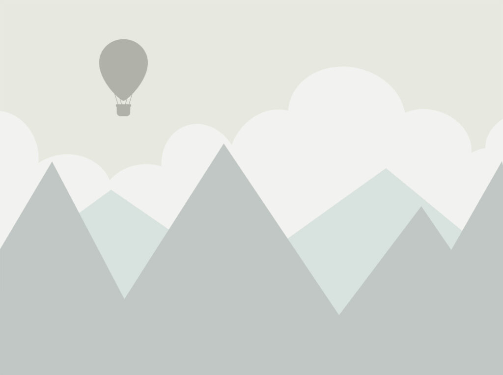 Mongolfiera sopra le cime — design completo