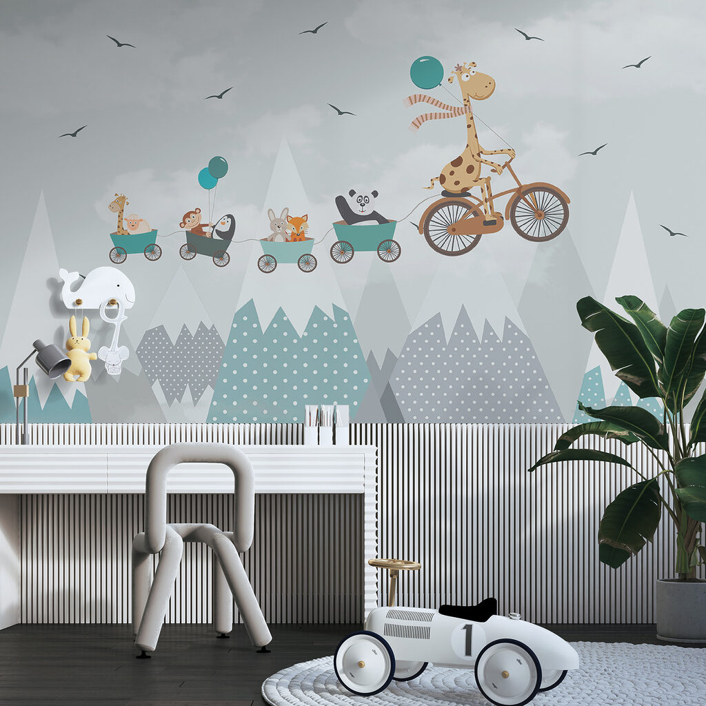 Giraffa sopra le montagne — ambiente 3