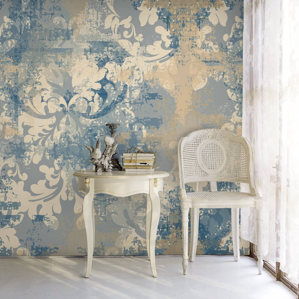 Ornamenti su grigio azzurro in un ambiente