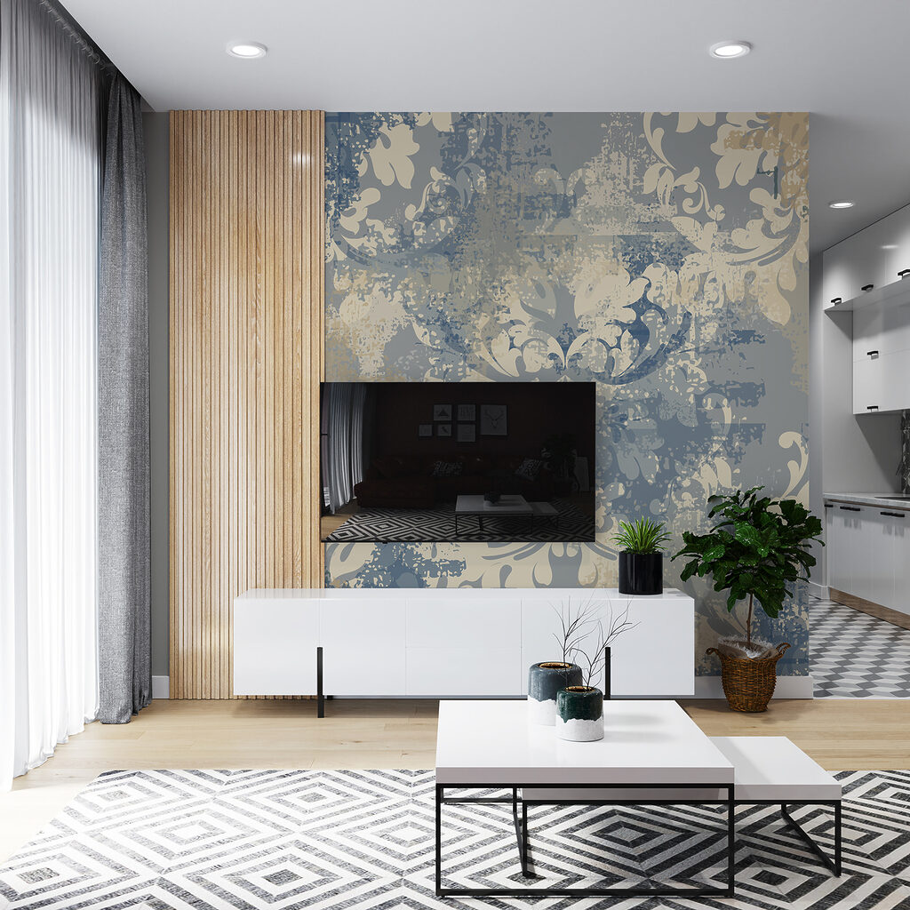 Ornamenti su grigio azzurro — ambiente 3