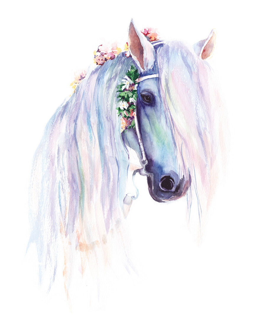 Cavallo con ghirlanda — design completo
