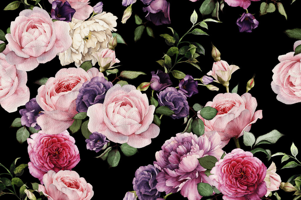 Rose su fondo nero — design completo