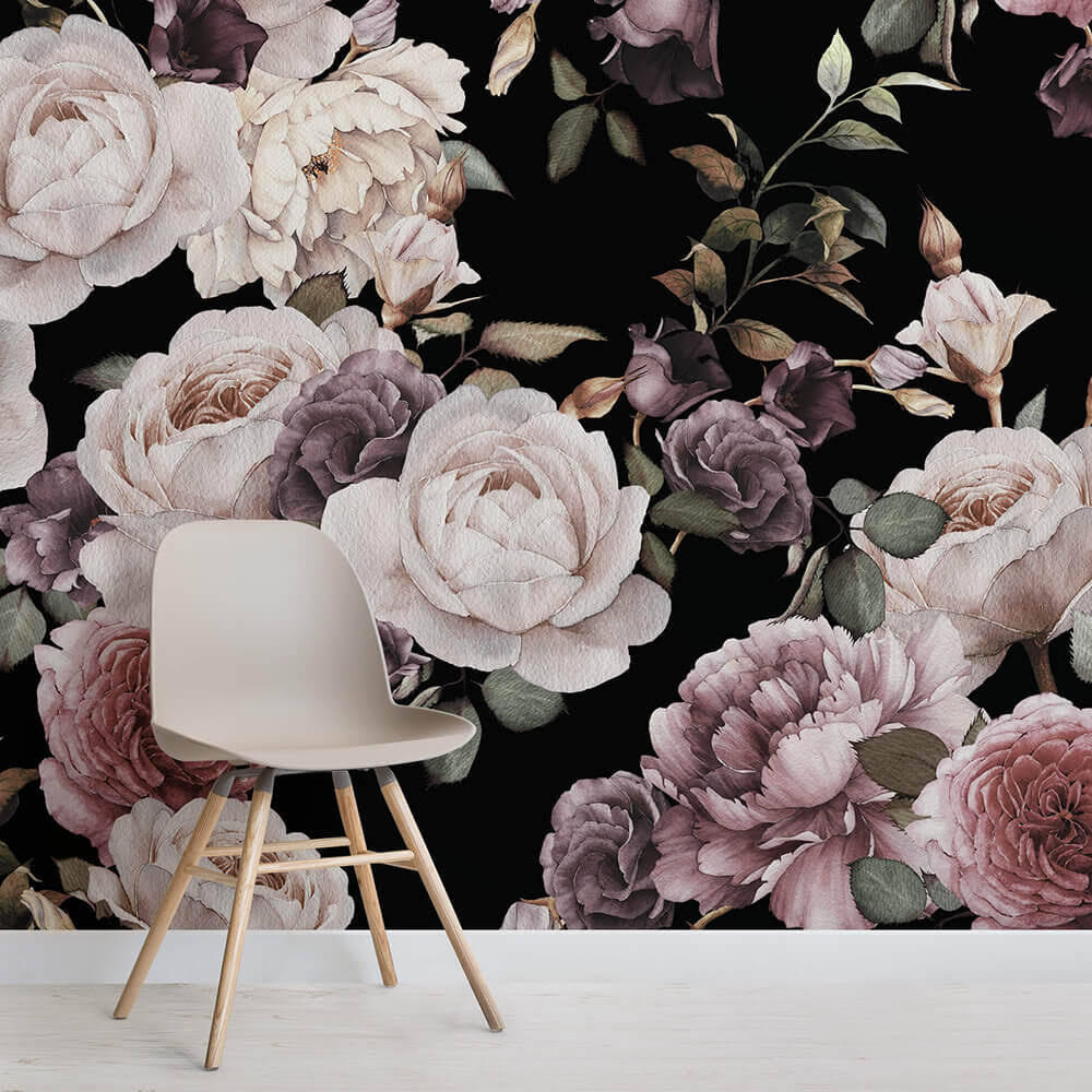 Rose su fondo nero in un ambiente