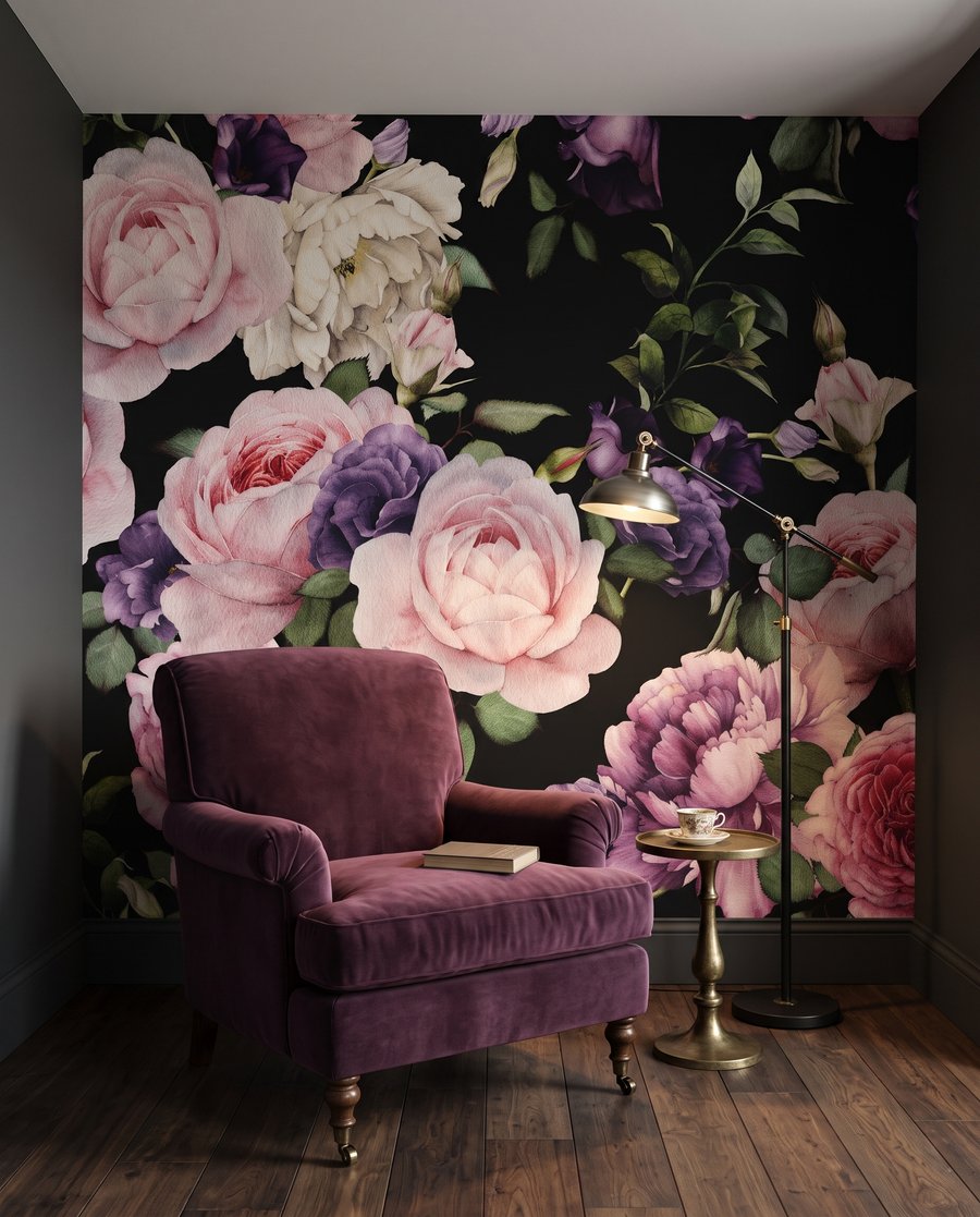 Rose su fondo nero in un ambiente