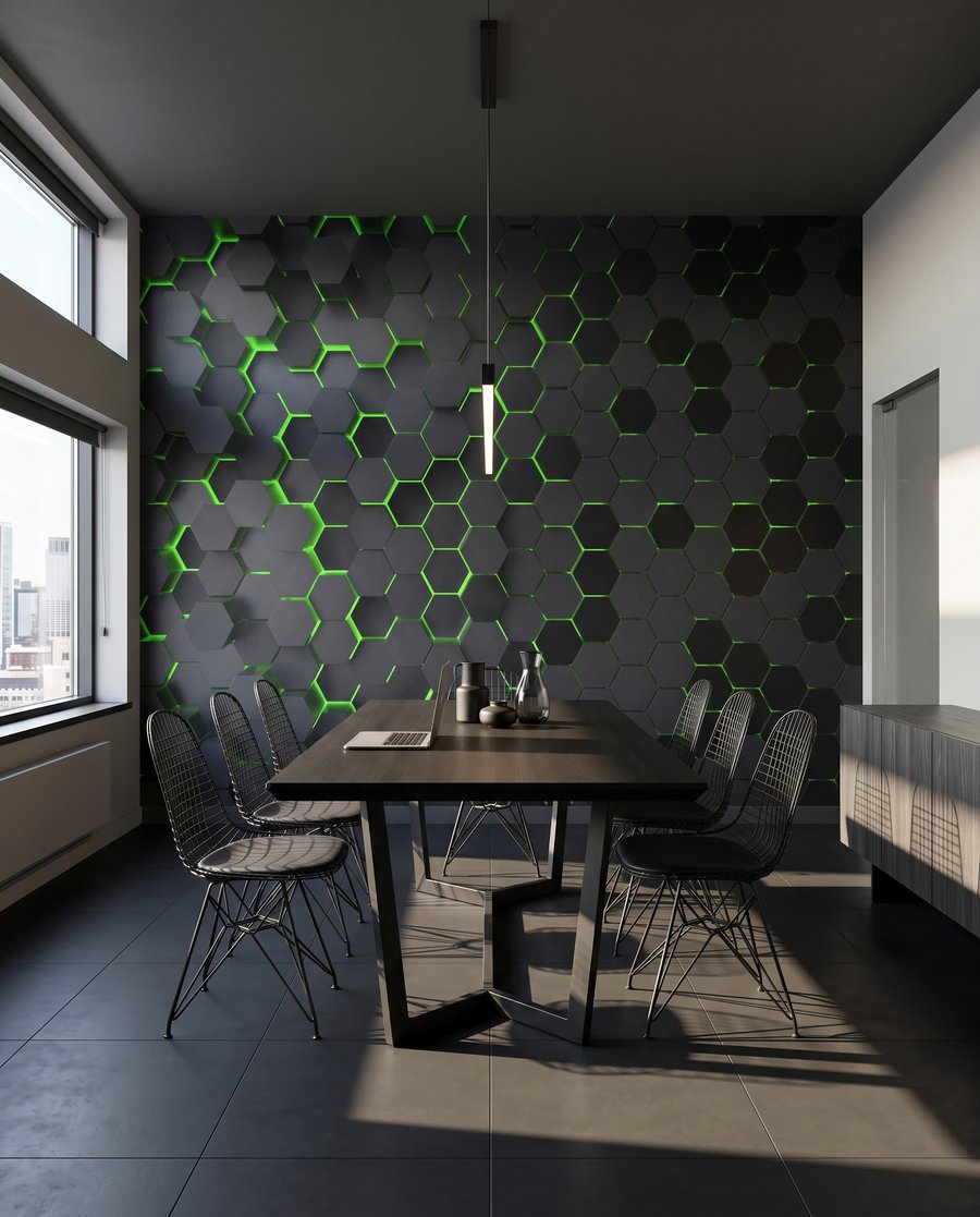 Luce tra esagoni — ambiente 8