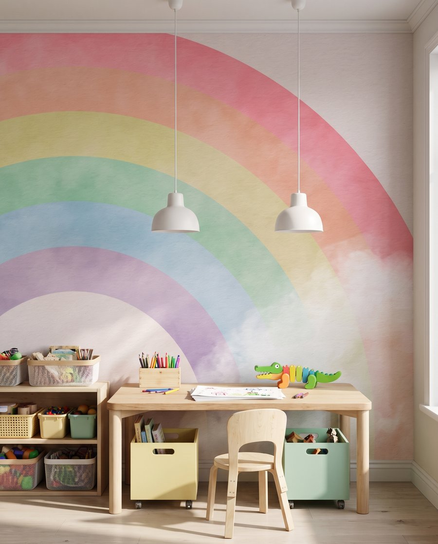 Arcobaleno ad acquerello in un ambiente