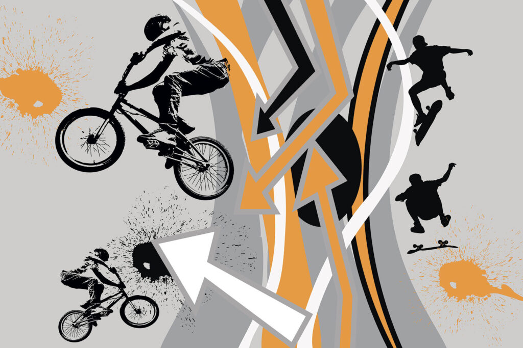 Salto lungo linee arancioni — design completo