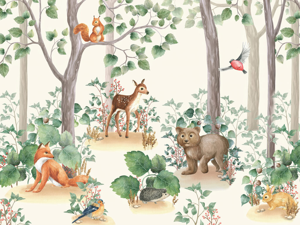Animali nel bosco — design completo