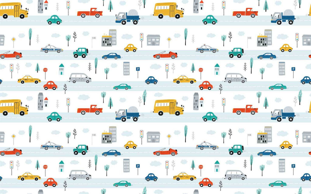 Piccole auto in fila — design completo