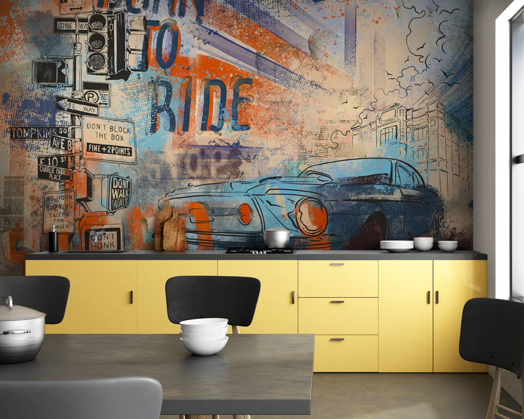 Auto d’epoca in collage — ambiente 3