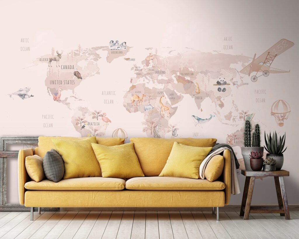 Rotte rosa sulla mappa in un ambiente