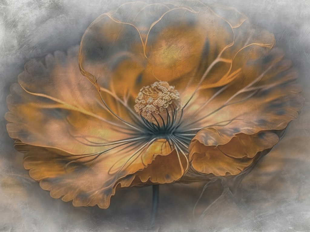 Fiore in luce ambrata — design completo